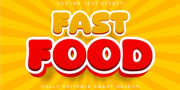 Fast-Food-Vektor aus Zeichentrickfilmen, vollständig bearbeitbares Smart-Objekt, Texteffekt