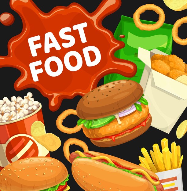 Vektor fast-food-vektor-burger und kombi-snacks-poster