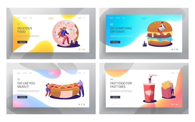 Fast food website landing page set.