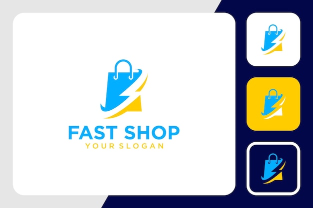 Fast-shop-logo oder taschendesign mit blitz