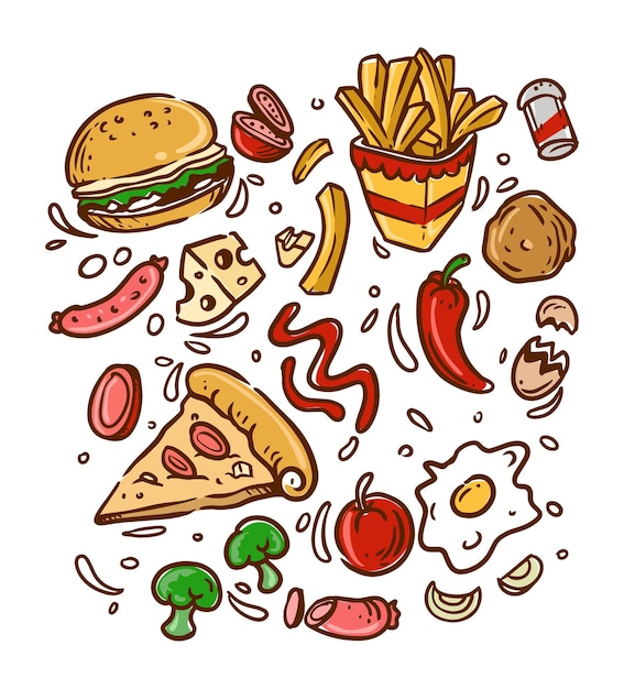 Fastfood-Hintergrundmustervektor