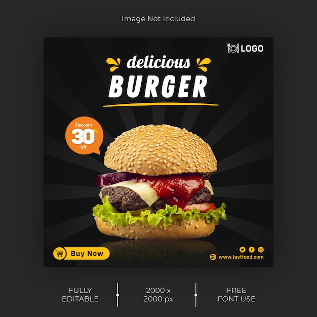 Fastfood social media post vorlage