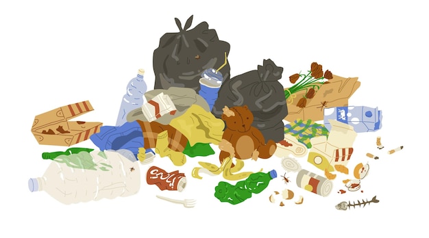Faule Bananenschale Orangenschale Eierschale Verdorbene Lebensmittel Verarbeitung von Lebensmittelabfällen Organischer Müll Vektor-Illustration Transparenter Hintergrund Bild für Naturschützer und Abfallverwertungsunternehmen