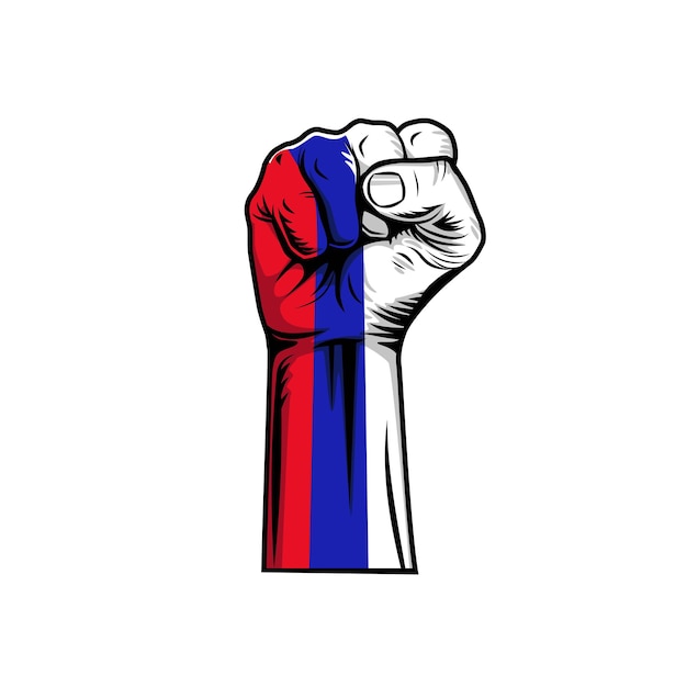 Faust mit farbe des russischen flaggenvektor-illustrationsdesigns