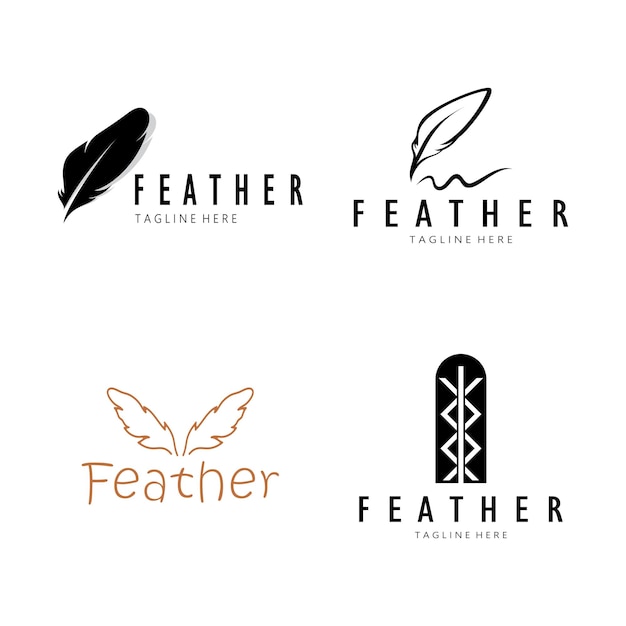 Feder-Logo, Federstift-Logo, Anwaltskanzlei, Feder-Logo, Vektor, einfaches Design