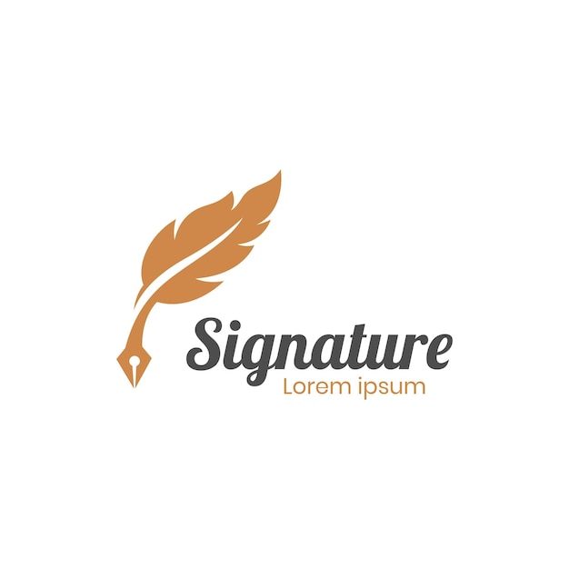 Vektor federstift schreiben zeichen logo vorlage signatur gold quill signatur logo