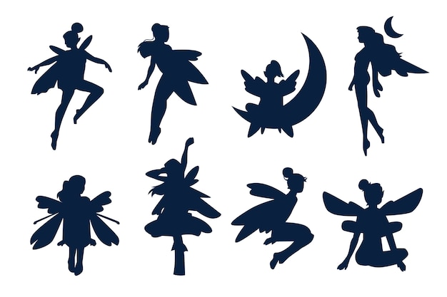 Feenhafte Schattenbildillustration des flachen Designs