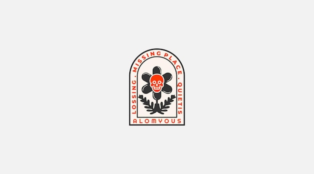 Fehlende schädel-blumen-logo-design-vorlage
