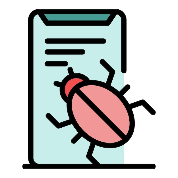 Vektor fehler in der app-ikonen umrisse fehler in der app-vektor-iconen farbe flach isoliert