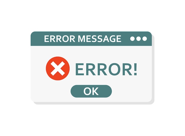 Fehlermeldung-Symbol im flachen Stil Computerfenster Warnvektor-Illustration auf isoliertem Hintergrund Warn-Popup-Signal Geschäftskonzept