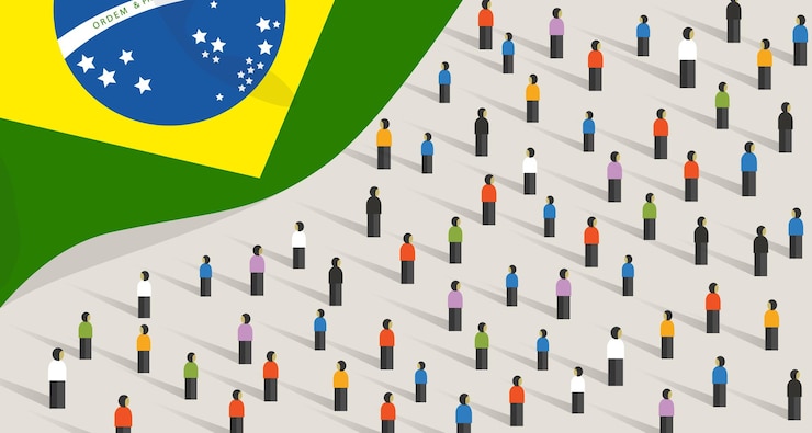 Vektor feier des jahrestages der brasilianischen unabhängigkeit und einheit brasilianische menschenmenge protestiert öffentlich