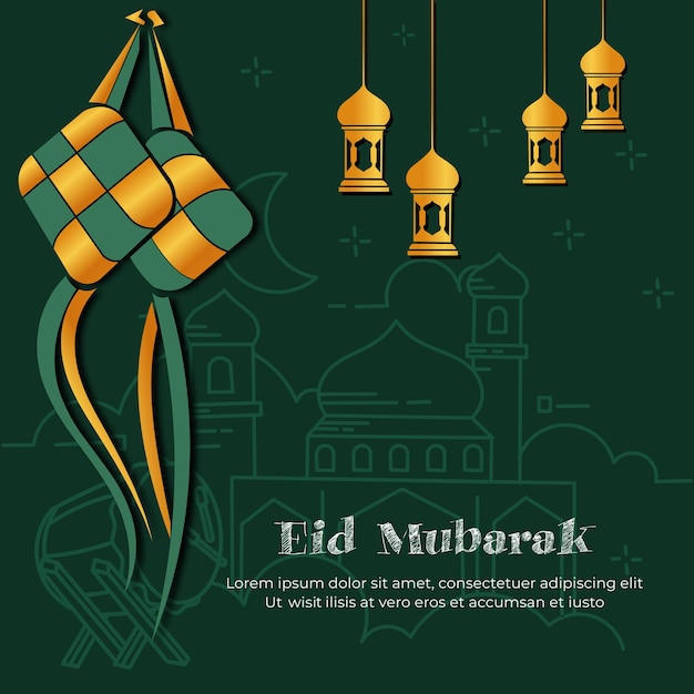 Vektor feier glücklich eid mubarak grußkartenillustration