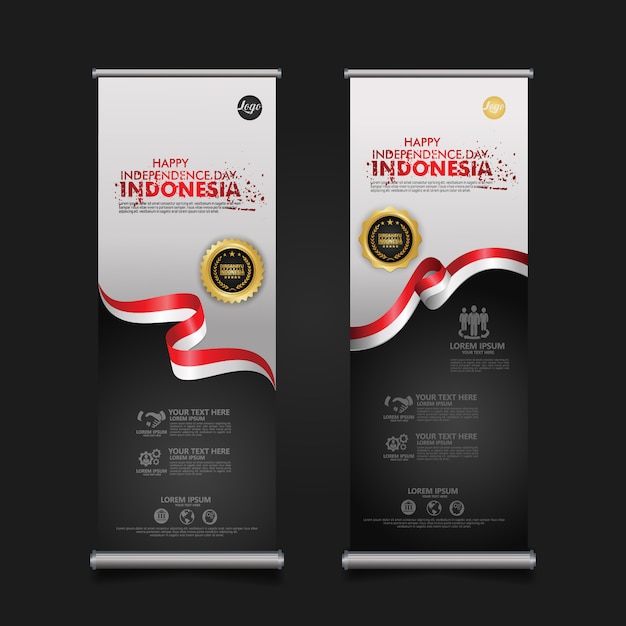 Feier zum unabhängigkeitstag indonesiens, banner-set design template illustration
