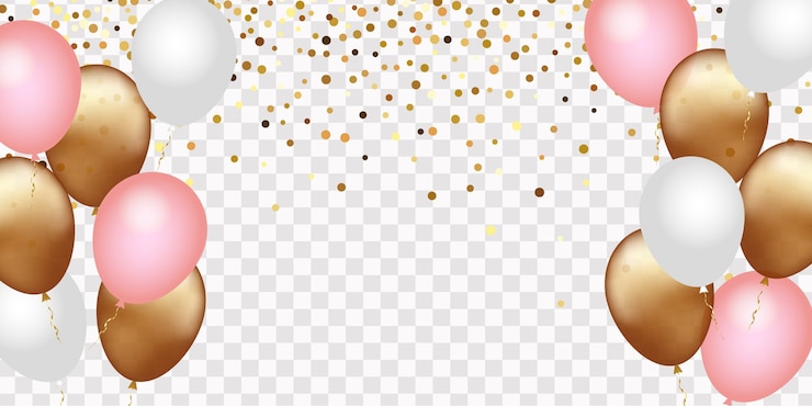 Vektor feierlich banner mit goldenen konfetti und ballons