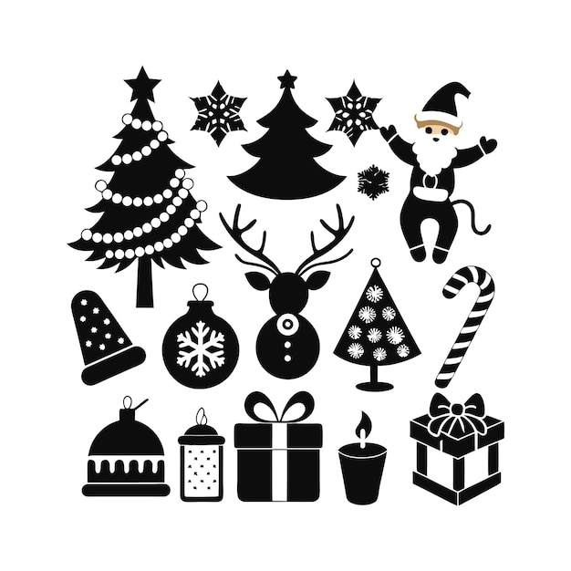 Feierliche Weihnachtssilhouette Clip Art Set
