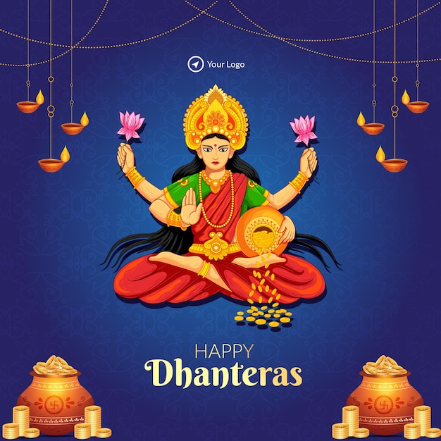 Feiern der fröhlichen dhanteras-banner-designvorlage