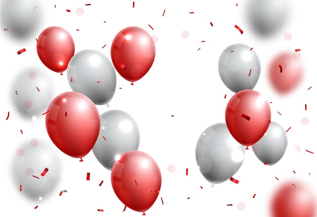 Vektor feiern mit rotem und silbernem ballon