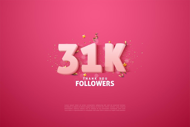 Feierparty 31.000 follower mit rosa 3d-zahlen.