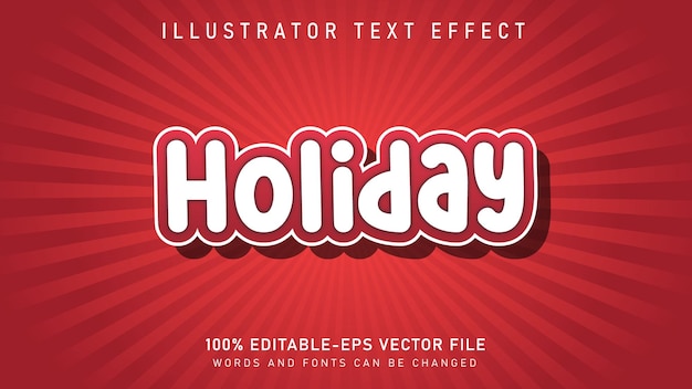 Vektor feiertag bearbeitbarer texteffekt 3d-textstil premium-vektor