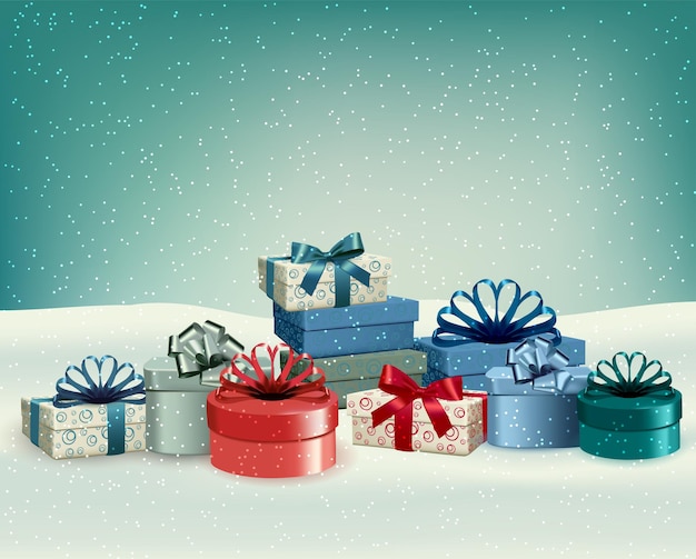 Feiertags-weihnachtshintergrund mit geschenkboxen