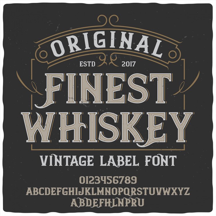Vektor feinste whisky-label-schrift