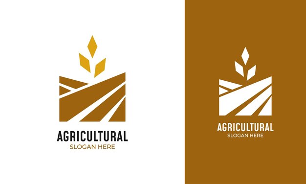 Feldlogodesign mit einer weizenikone für die landwirtschaft