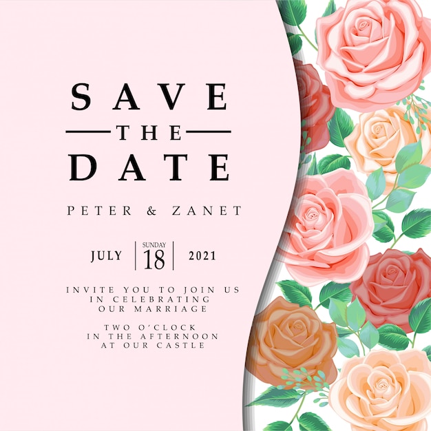 Feminine floral weeding event invitation editable template