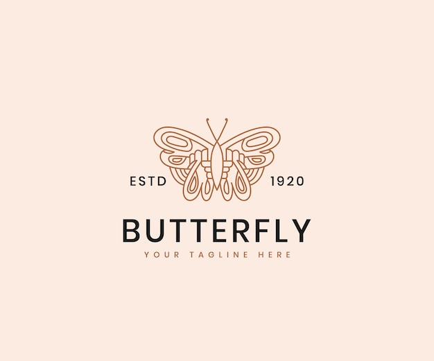 feminine Schönheit Schmetterlingslinie Kunst elegante Luxus-Logo-Design-Vorlage für Kosmetikmarke