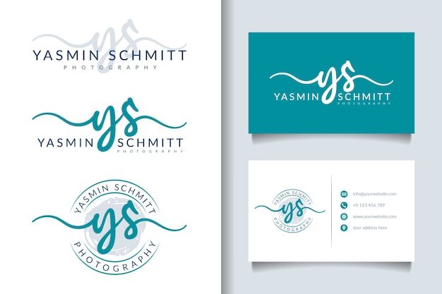 Feminines logo initiale ys und visitenkartenvorlage