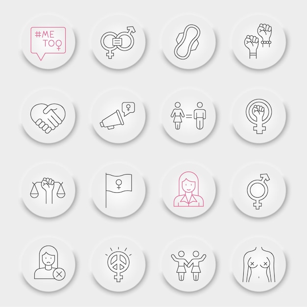 Feminismus-Linie-Icon-Set