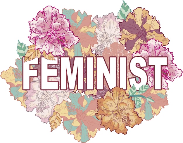 Feministischer seufzer mit blumen