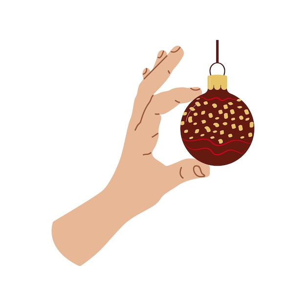 Vektor ferienhausdekoration hand mit weihnachtsball