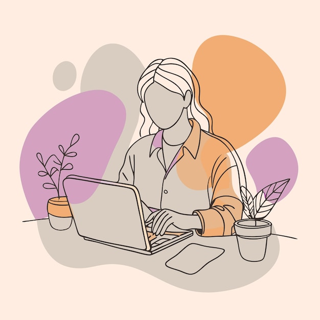 Fernarbeitskonzept Mädchen, das an einem Laptop arbeitet und zu Hause auf einem Stuhl sitzt, freiberuflich studiert