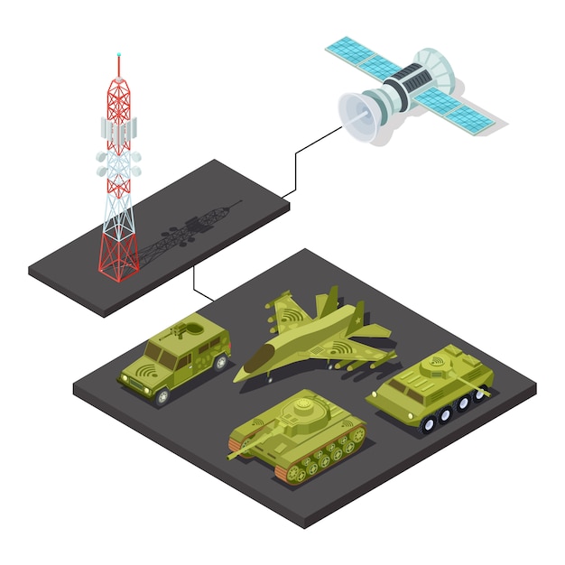 Fernbedienung von militärischer ausrüstung mit wi-fi-illustration