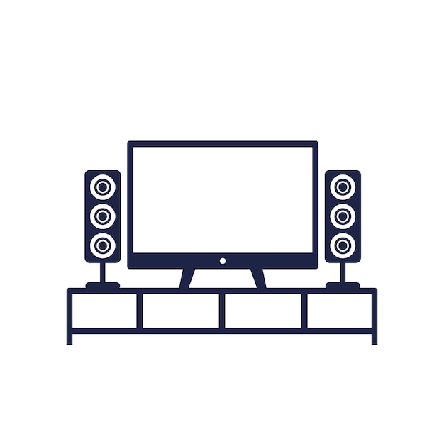 Fernseh- und audiosystem auf dem standvektor