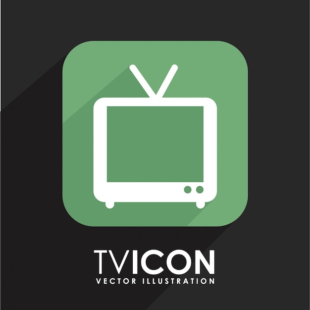 Fernsehdesign über schwarzer Hintergrundvektorillustration