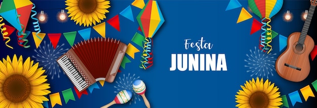 Festa junina Banner mit bunten Wimpelballons