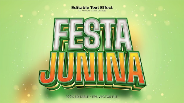 Vektor festa junina bearbeitbarer texteffekt im modernen trend