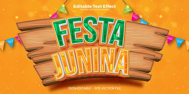 Vektor festa junina bearbeitbarer texteffekt im modernen trendstil