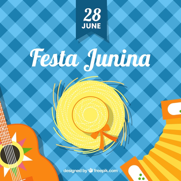 Festa junina hintergrund mit traditionellen elementen