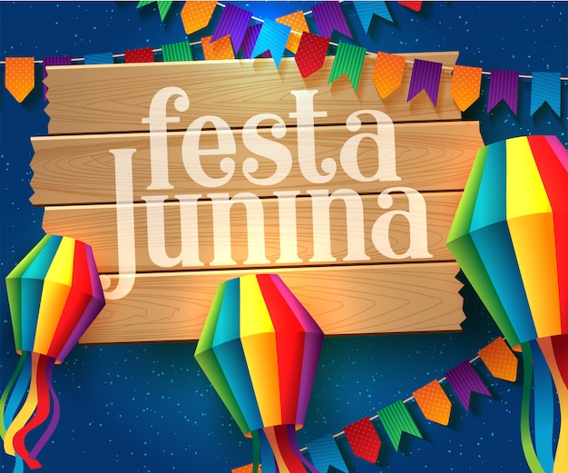 Vektor festa junina illustration mit partyflaggen