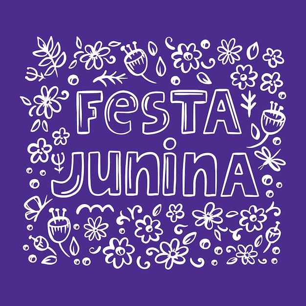 Festa junina monoblue brasilien urlaub vektor schriftzug set