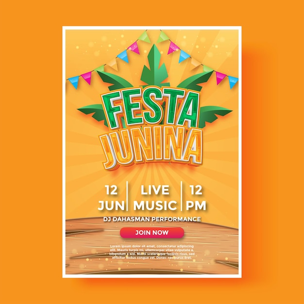 Vektor festa junina vertikale plakatvorlage