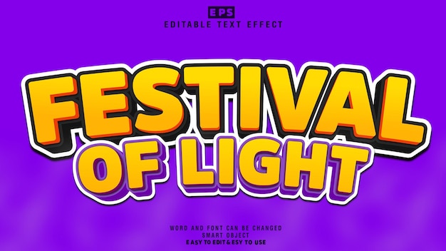 Festival des Lichts 3d bearbeitbarer Texteffektvektor mit Hintergrund