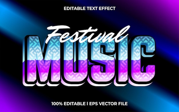 Festivalmusik-texteffekt, bearbeitbares video-cover und bannertext-stil, 3d-typografie-vorlage