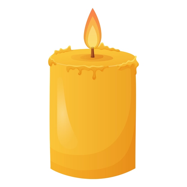 Festliche gelbe Wachskerze mit Feuer Vektor isolierte Cartoon-Illustration