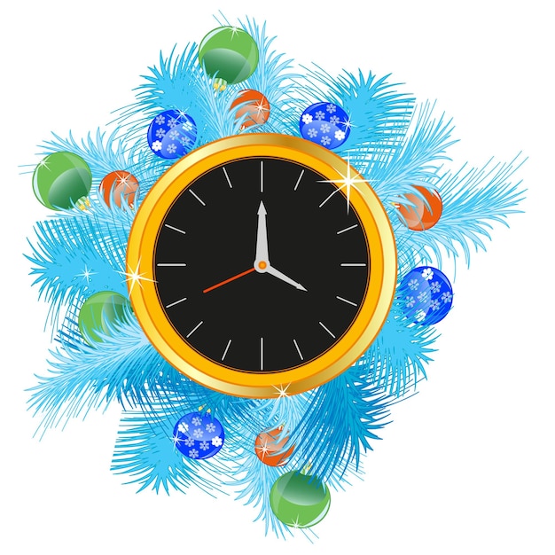 Festliche Uhr dekoriert Neujahr toyVector Illustration