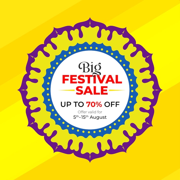 Festlicher Big-Sale-Banner-Design-Vektor mit rundem Zierrahmen-Design