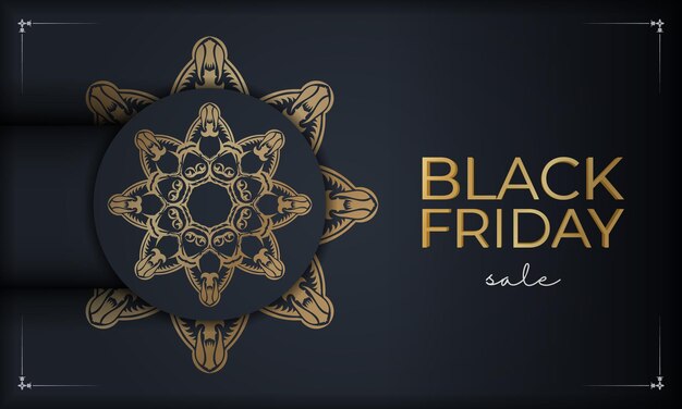 Festliches poster für black friday sale dunkelblau mit rundem goldschmuck