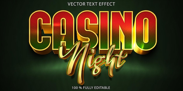 Fetter casino-nacht-vektor-texteffekt